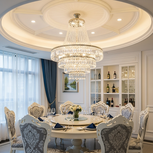 Tiered Crystal Drum Flush Mount Ceiling Light