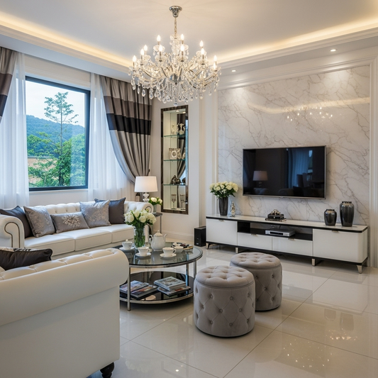 French Semi-Recessed Crystal Ceiling Light