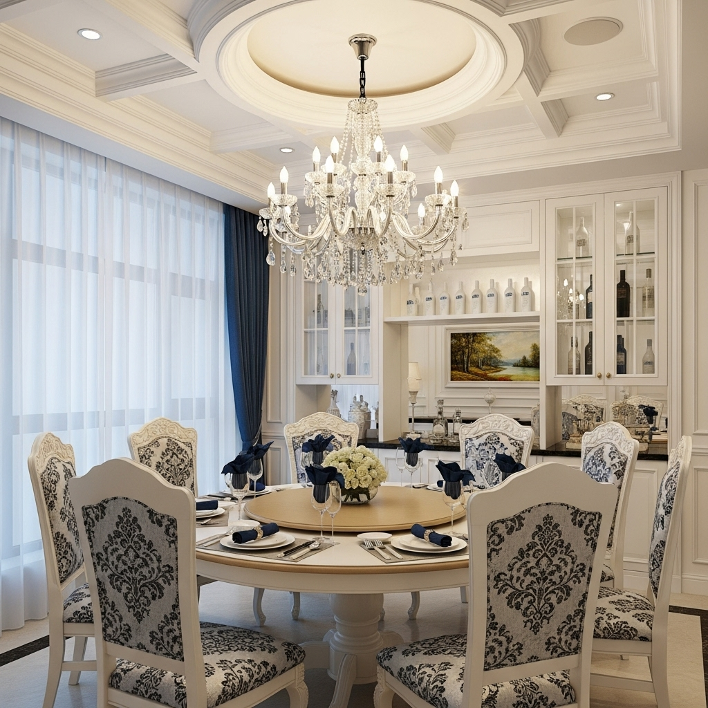 French Semi-Recessed Crystal Ceiling Light