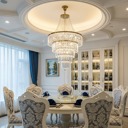 Tiered Crystal Drum Flush Mount Ceiling Light