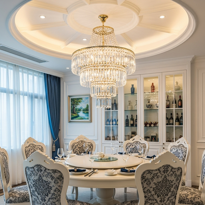 Tiered Crystal Drum Flush Mount Ceiling Light