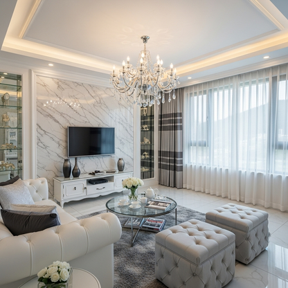 French Semi-Recessed Crystal Ceiling Light